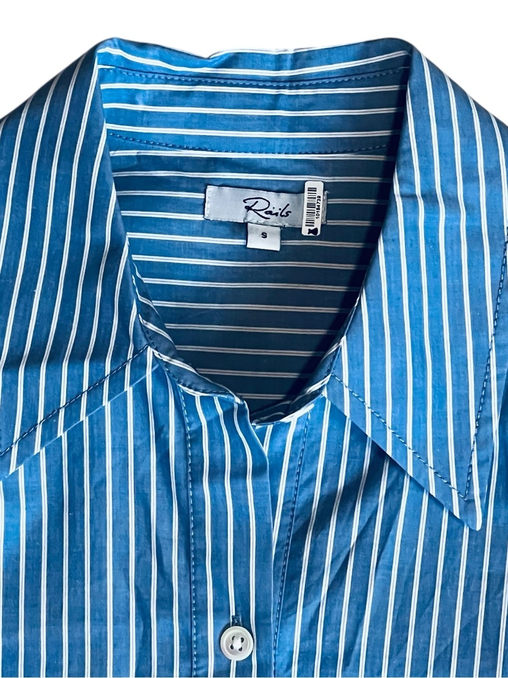 Rails Women’s Sz S Blue White Stripe Shivonne Midi Dress Button Front - Picture 5 of 14